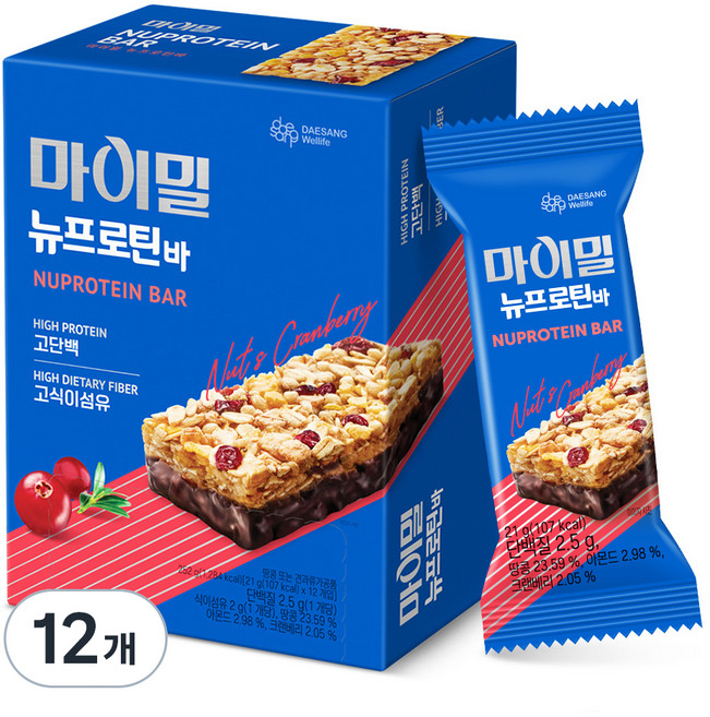 My Meal New Care新蛋白棒 21g 24個 蛋白質膳食纖維高蛋白質空腹零食, 252g, 12盒
