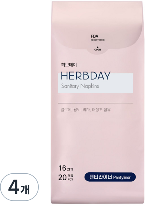 허브데이 팬티라이너, 일반, 20개입, 4개