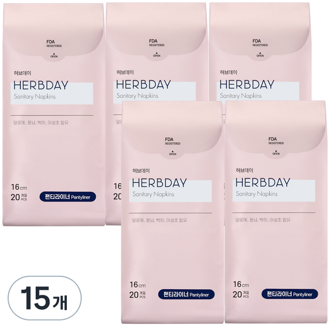 허브데이 팬티라이너, 일반, 20개입, 15개