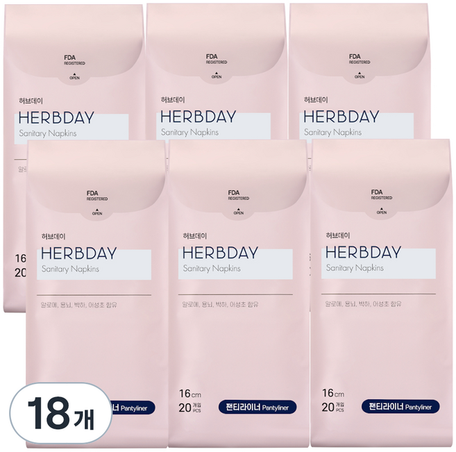 허브데이 팬티라이너, 일반, 20개입, 18개