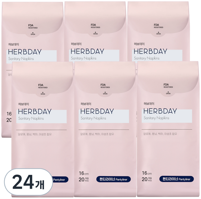 허브데이 팬티라이너, 일반, 20개입, 24개