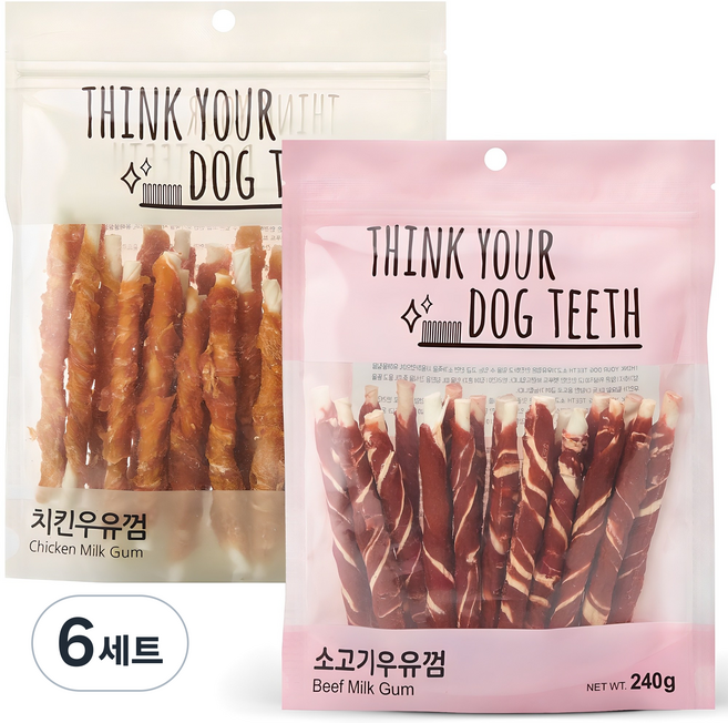 띵크유어도그티 강아지 스틱 치킨 24p + 소고기 20p 간식, 치킨, 소고기, 480g, 6세트