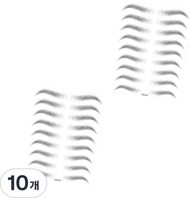 4D 눈썹 문신 타투 스티커 E09, 블랙, 10개