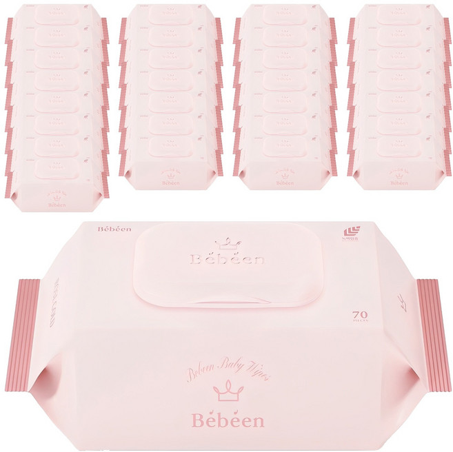 베베앙 로즈 골드 유아물티슈 캡형, 75g, 70매, 80개