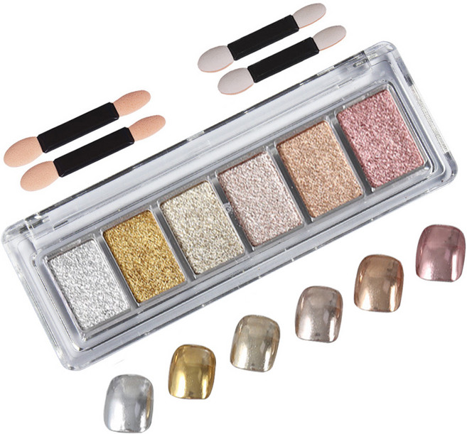 테네져 유리 오로라 미러 글리터 네일 파우더 6종 세트, A1, 1개