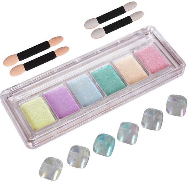 테네져 유리 오로라 미러 글리터 네일 파우더 6종 세트, A6, 1개