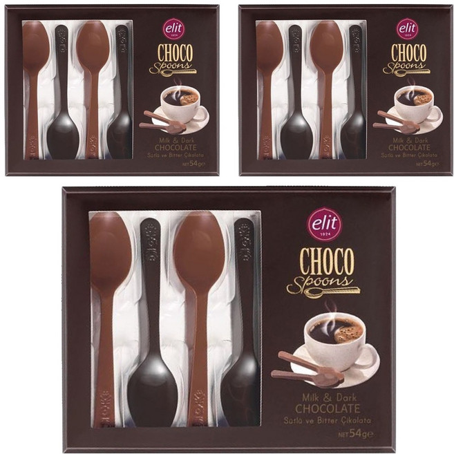 elit 伊莉特 牛奶&黑湯匙巧克力, 54g, 3盒