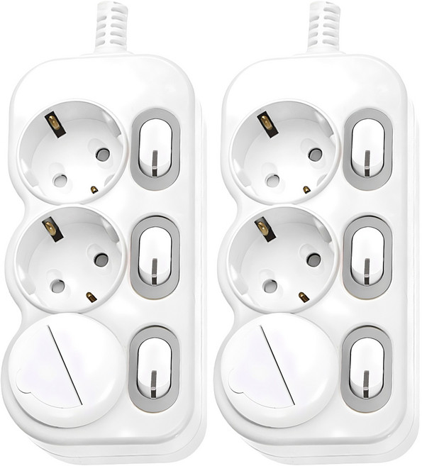 에코파워탭 개별 절전 멀티탭 3구 SMC-303Y + 안전커버, 2m, 혼합색상, 2개