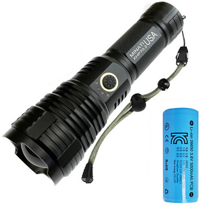 LED 충전식 줌 써치라이트 J65 세트, 블랙, 1세트