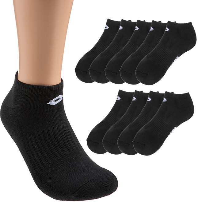 로또 남성용 이중 쿠션 스니커즈 스포츠 양말 10켤레, 블랙