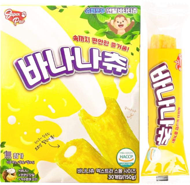 슈퍼포우 강아지 바나나츄 엑스트라스몰 덴탈껌, 바나나, 150g, 1개