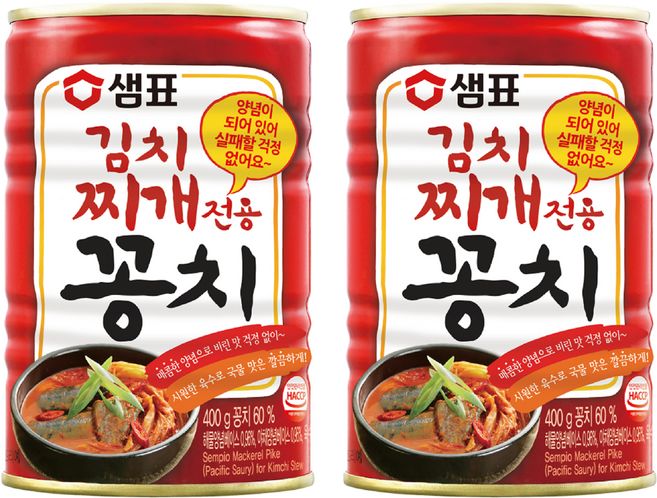 샘표 김치찌개용 꽁치 통조림, 2개, 400g