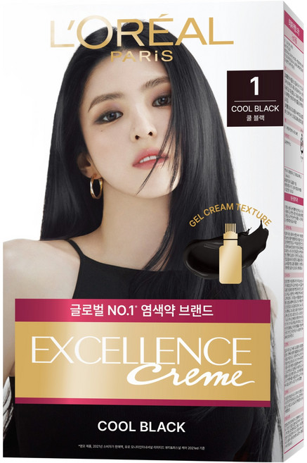 로레알파리 엑셀랑스 크림 빗캡으로 간편한 새치염색 염모제, 1호 쿨 블랙, 1개