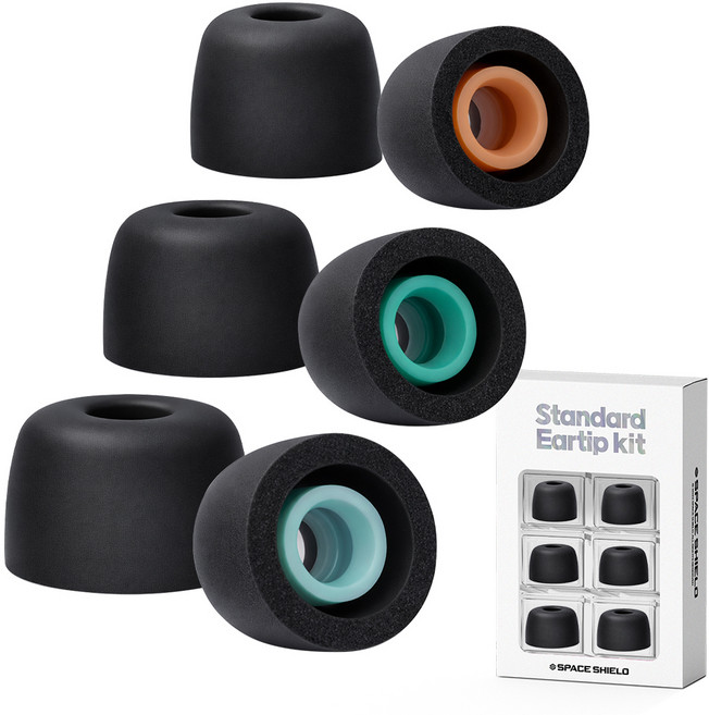 스페이스쉴드 소니 WF-1000XM4 호환 스탠다드 메모리폼 이어팁, 블랙, 1세트