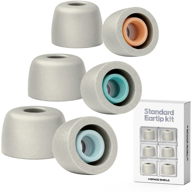 스페이스쉴드 소니 WF-1000XM4 호환 스탠다드 메모리폼 이어팁, 플래티넘실버, 1세트