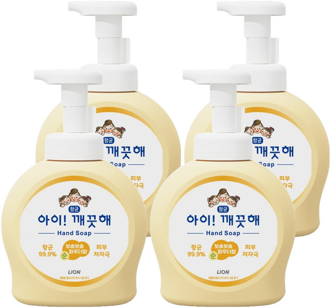 아이깨끗해 항균 폼 핸드솝 순 보송보송 파우더향, 490ml, 4개
