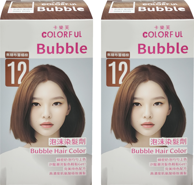 COLORFUL 卡樂芙 全新升級泡沫染髮劑 100g, 12焦糖布蕾橘棕, 2盒