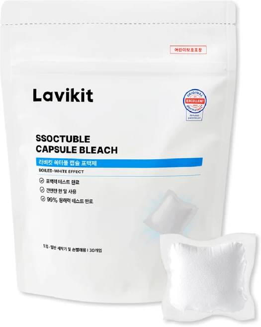 라비킷 쏙터블 캡슐 표백제, 30개입, 13g, 1개 - 쿠팡