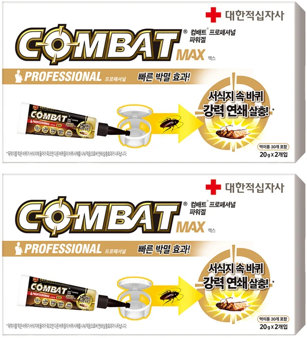 컴배트 프로페셔널 맥스 튜브 겔 살충제 20g x 2p + 먹이통 30p 세트, 2세트, 40g - 쿠팡