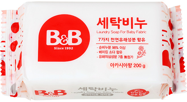 비앤비 유아의류용 세탁비누 아카시아향, 200g, 1개