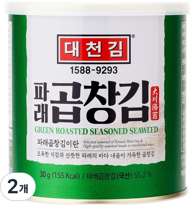 대천김 파래 곱창캔김, 30g, 2개