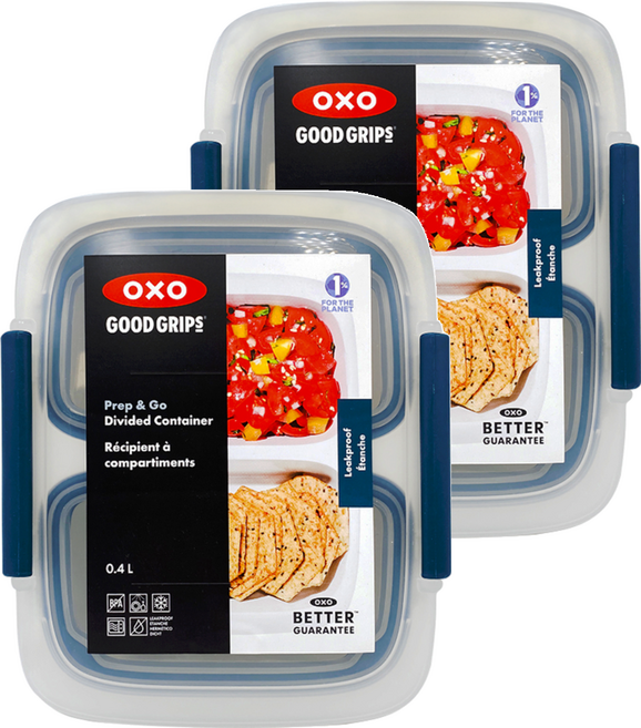 OXO 隨行密封保鮮盒 分隔, 2組, 容器 + 蓋子