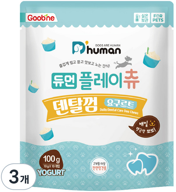 듀먼 강아지 플레이츄 덴탈껌 10p, 요구르트, 100g, 3개