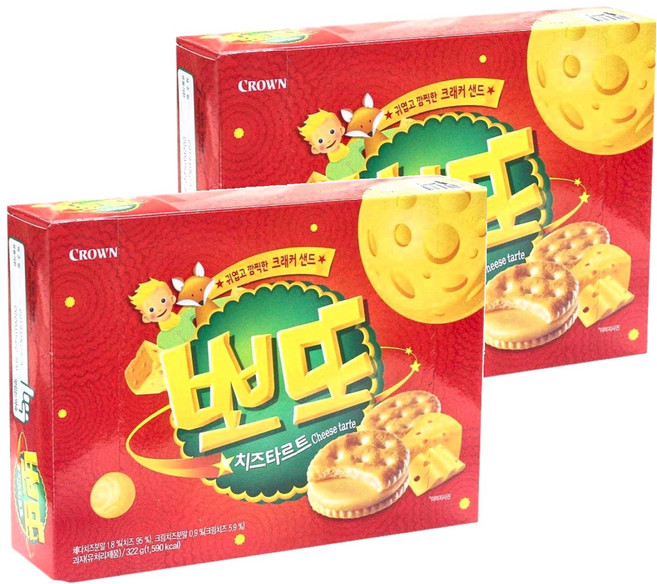 크라운 뽀또 치즈타르트 크래커 샌드, 322g, 2개