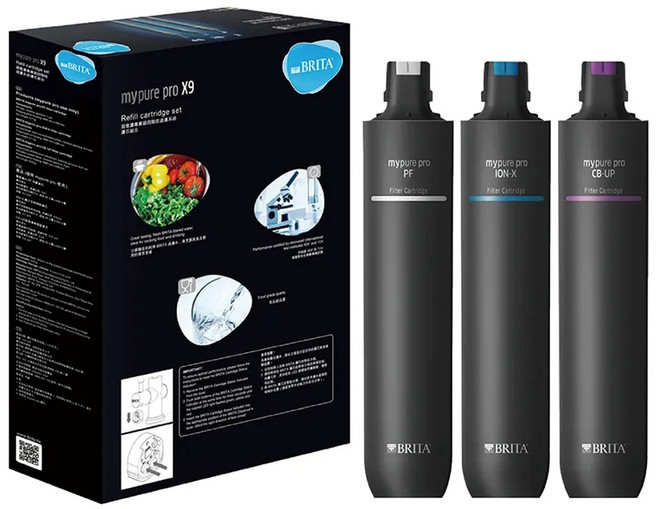 BRITA 台灣公司貨 MYPURE PRO X9 濾芯組(0.01微米中空絲膜), 1入, 黑色