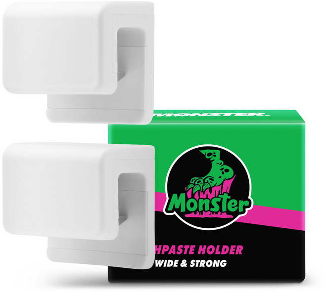 몬스터겔 초강력 와이드형 무타공 욕실 치약걸이, 화이트, 2개