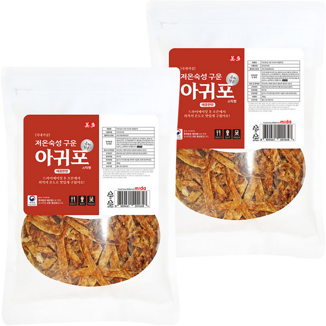 미다몰 저온숙성 구운 아귀포 매콤한맛, 2개, 300g
