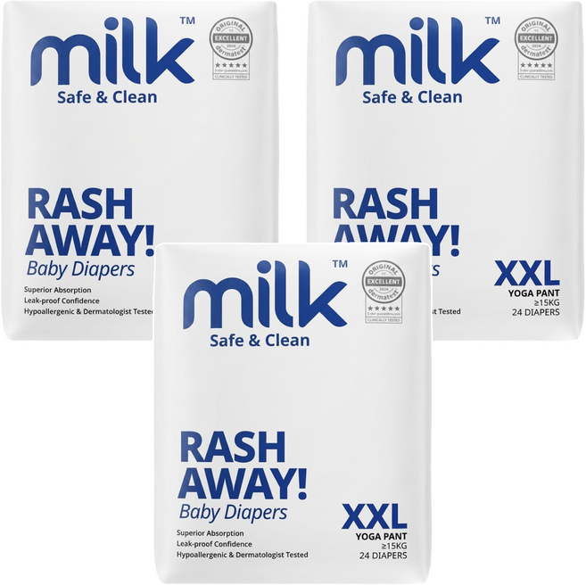 milk 鎖水芯牛奶尿布 褲型 15kg以上, 72片, 超大碼 (2XL)