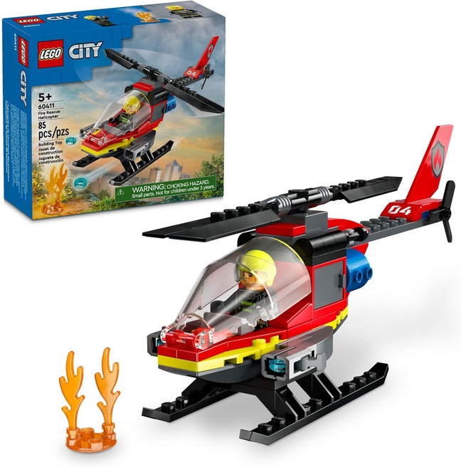 LEGO 樂高 城市系列 消防救援直升機 Fire Rescue Helicopter 5歲以上, 紅色 + 黑色, 1盒
