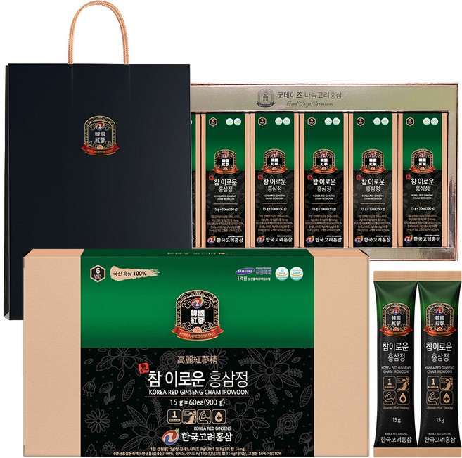 한국고려홍삼 굿데이즈 참이로운 홍삼정 15g x 60p + 쇼핑백, 900g, 1세트