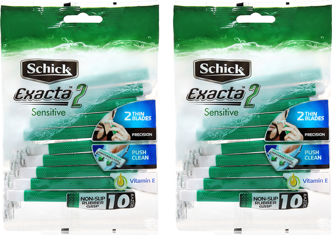 쉬크 이그젝타 2 센서티브 일회용 면도기, 10개입, 2개