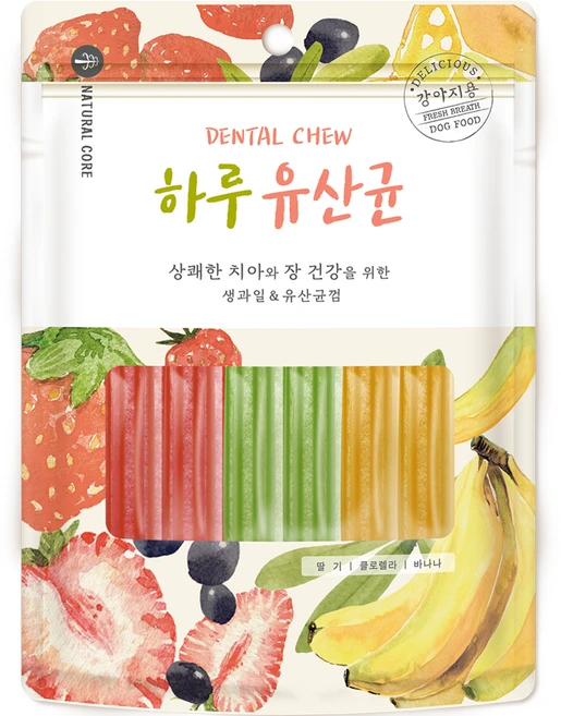 네츄럴코어 하루유산균 강아지 영양제, 혼합맛(딸기/클로렐라/바나나), 72g, 3개 - 쿠팡