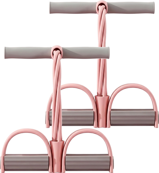 MICHAEL FITNESS 麥克健身 四管腳蹬拉力器 薔葳粉, 2個