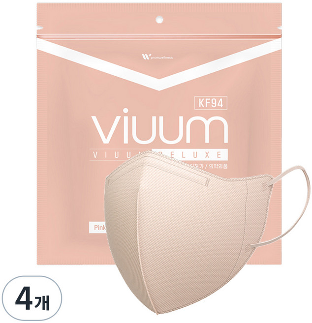 viuum 디럭스 보건용 마스크 중형 KF94, 25개입, 4개, 핑크베이지