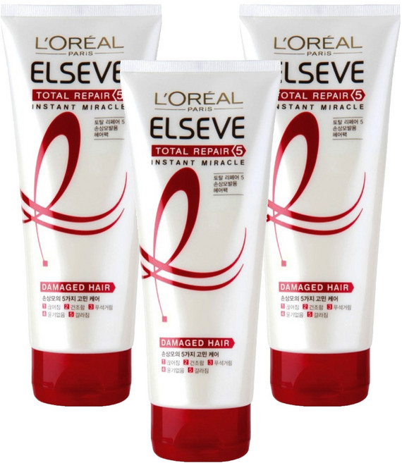 로레알파리 엘세브 토탈 리페어 5 인스턴트 미라클 헤어팩, 170ml, 3개