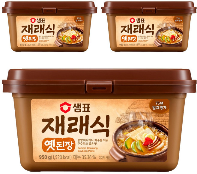 샘표 재래식옛된장, 950g, 3개