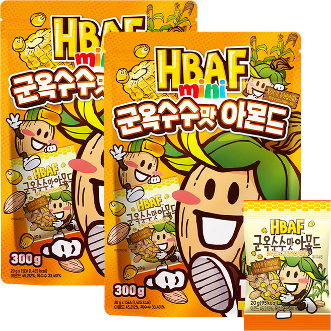 바프 미니 군옥수수맛 아몬드 15p, 2개, 300g