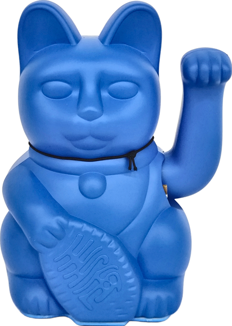 Diminuto Cielo 幸運繽紛自動招手招財貓 - 精靈藍 18cm