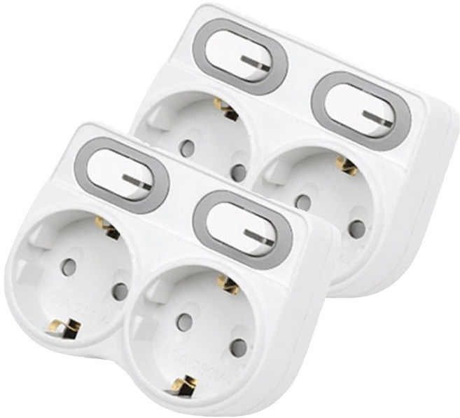 에코파워탭 국내 제조 LED 절전형 L자형 멀티탭 2구 EPM-L402L, 9.1cm, 혼합색상, 2개