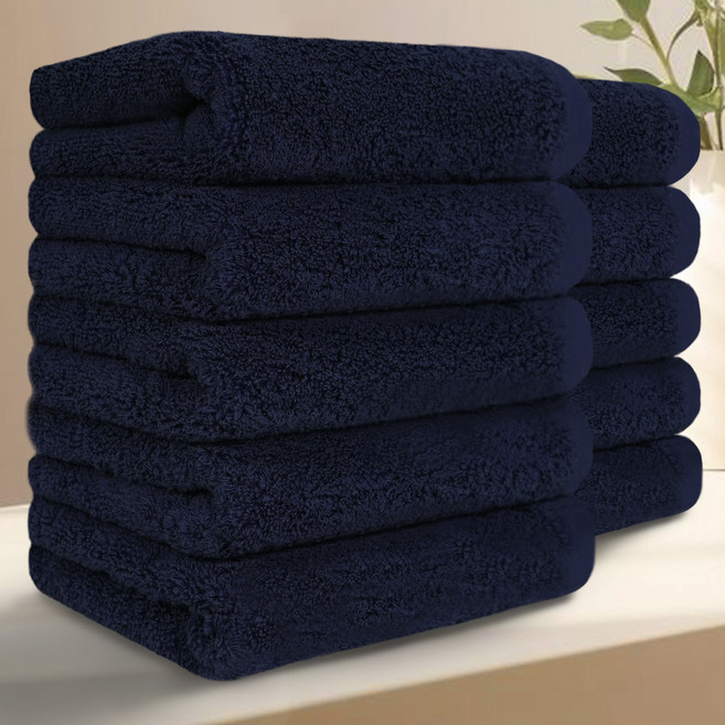 테리크 프리미엄 먼지없는 호텔 수건 200g 40수 코마사 면, 네이비, 10개