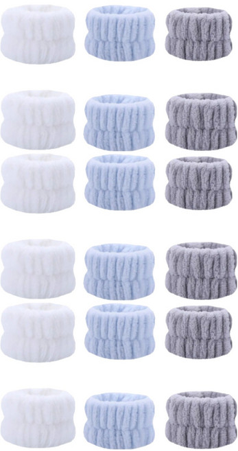 쿠캐치 손목 물 흐름방지 부드러운 손목 세안밴드, 18개, 블루, 그레이, 화이트