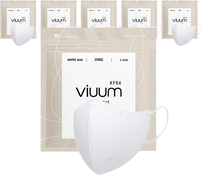 viuum 푸름웰니스 라이트핏 새부리형 마스크 대형 KF94, 25개입, 6개, 화이트