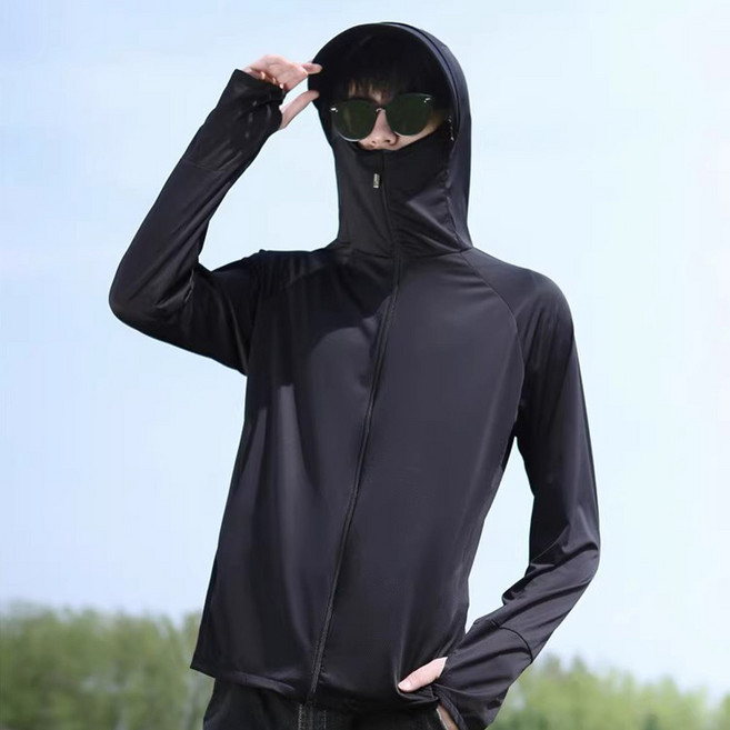 Elsso 男女通用 跑步 釣魚 登山 防曬帽 涼感 透氣 長袖 連帽 拉鍊外套
