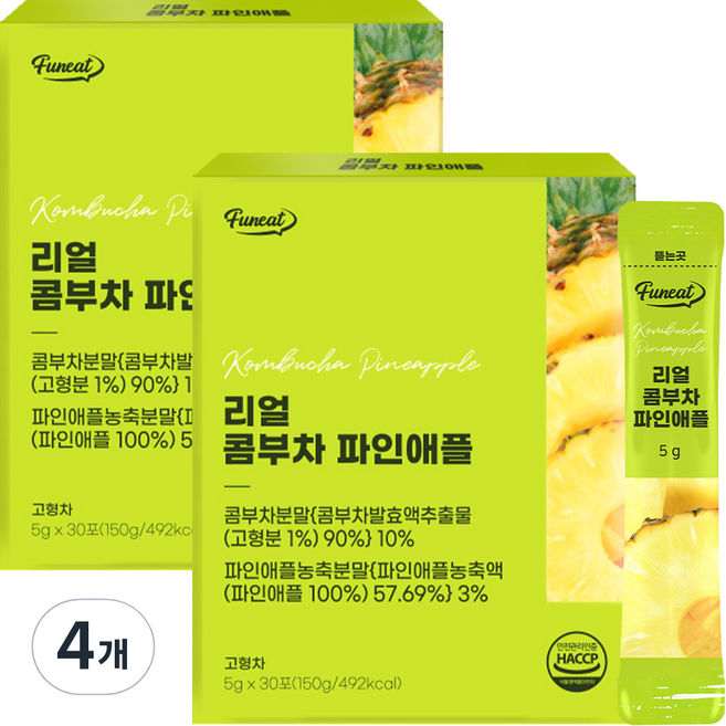 퍼니트 리얼 콤부차 파인애플맛, 5g, 30개입, 4개