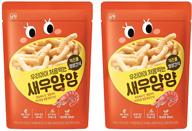 남양유업 우리아이 처음먹는 얌얌 과자, 새우맛, 40g, 2개