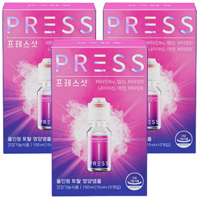 프레스샷 올인원 토탈 영양 앰플 10p, 150ml, 3개